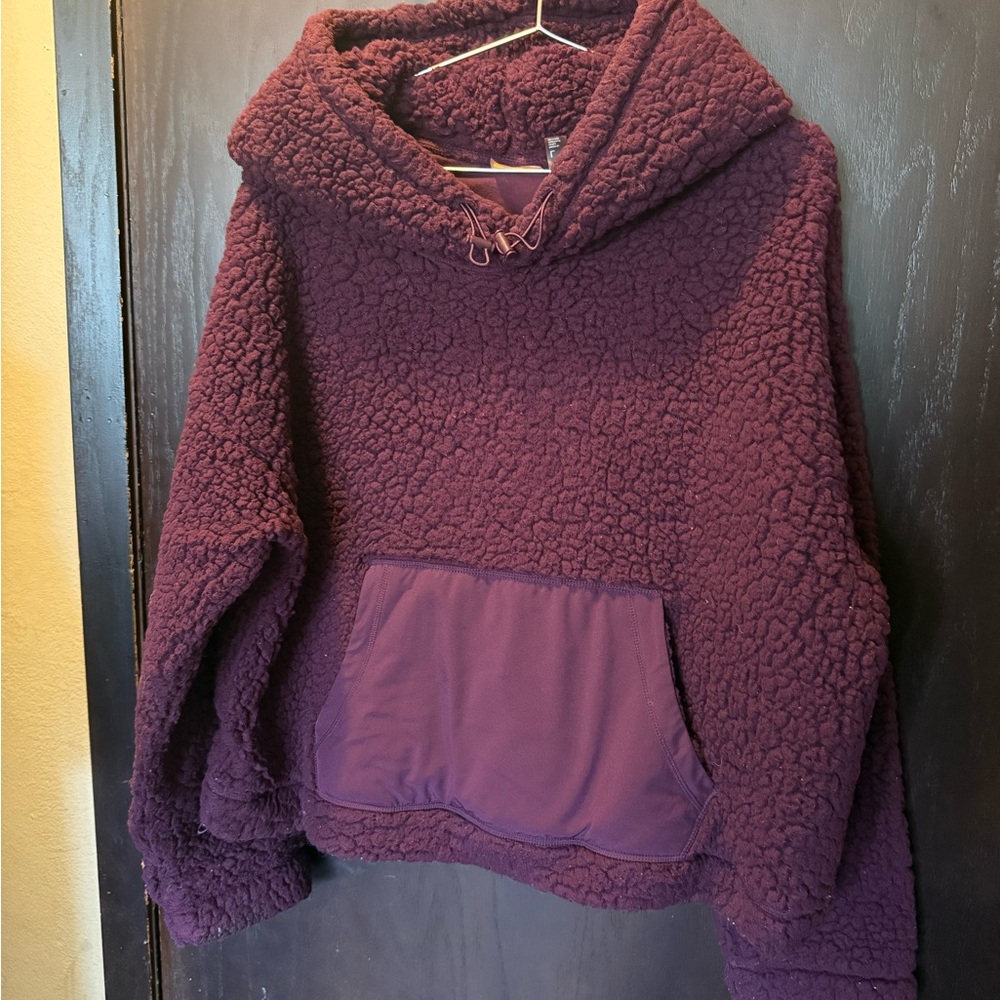 Zella Plush Sherpa Hoodie in Deep Plum